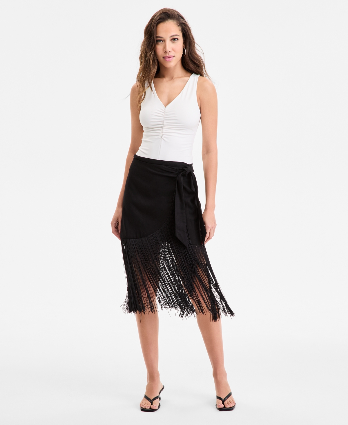 Women's Fringe Skirt, Exclusively at Macy's - Deep Black