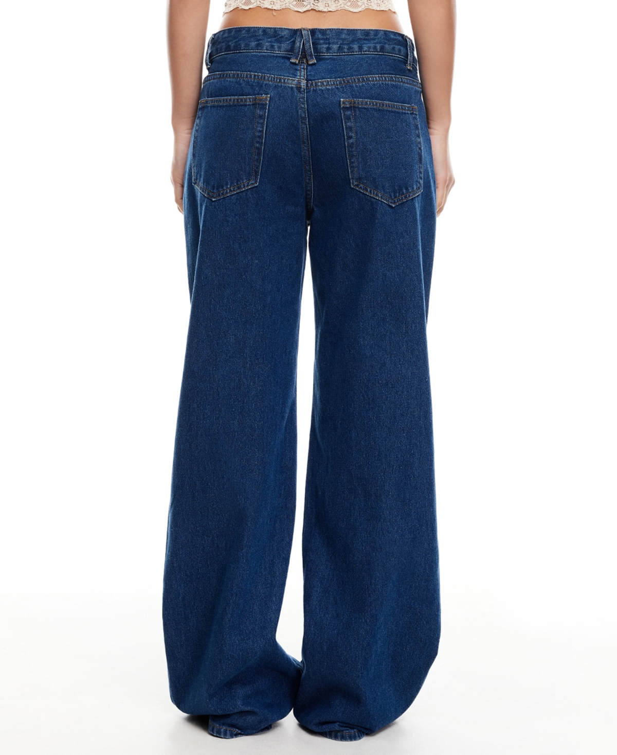 Lioness Slouched Tie Up Jeans In Dark Denim