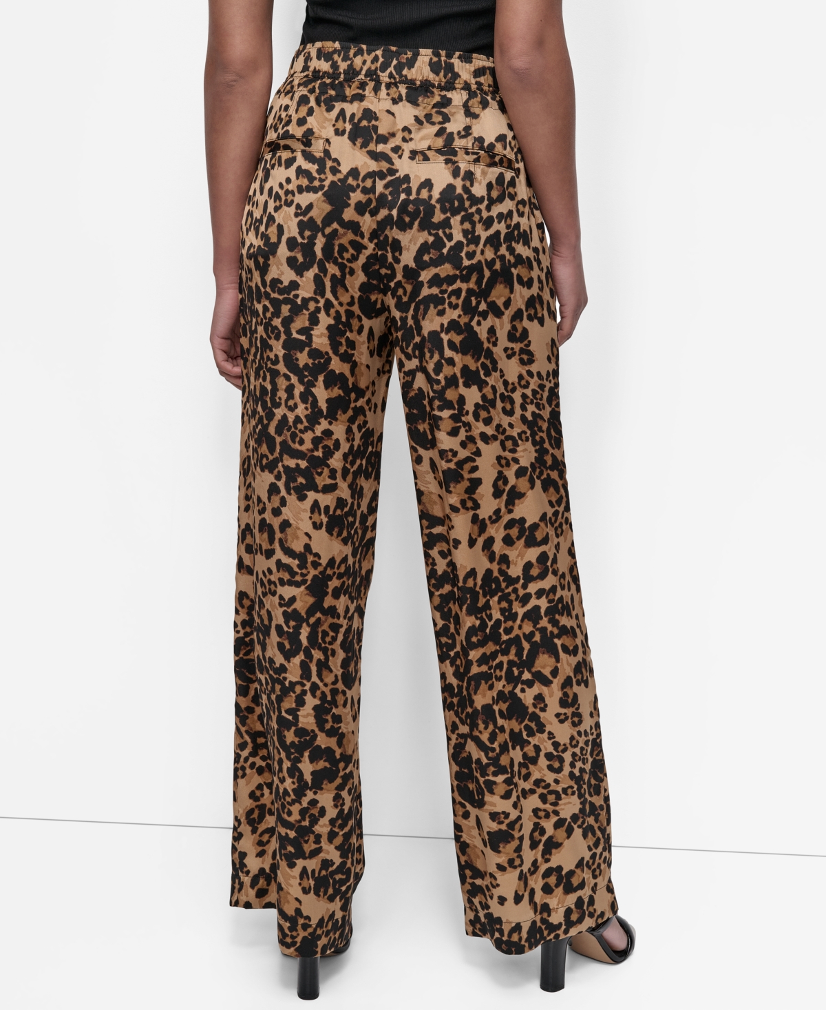 Dkny Print Drawstring Wide Leg Pants In Multi