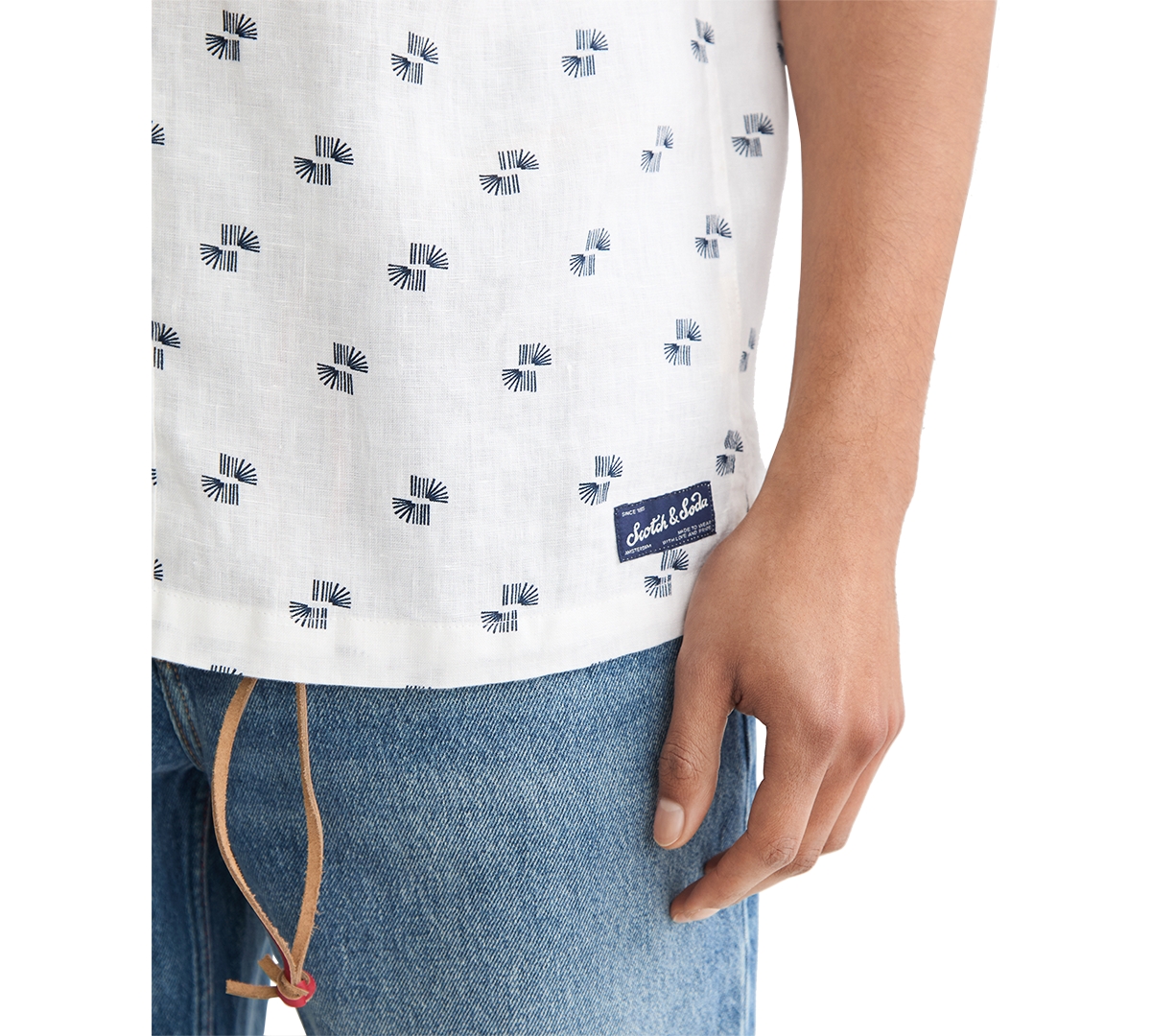 Scotch & Soda Men's Printed Short Sleeve Linen Button-front Shirt