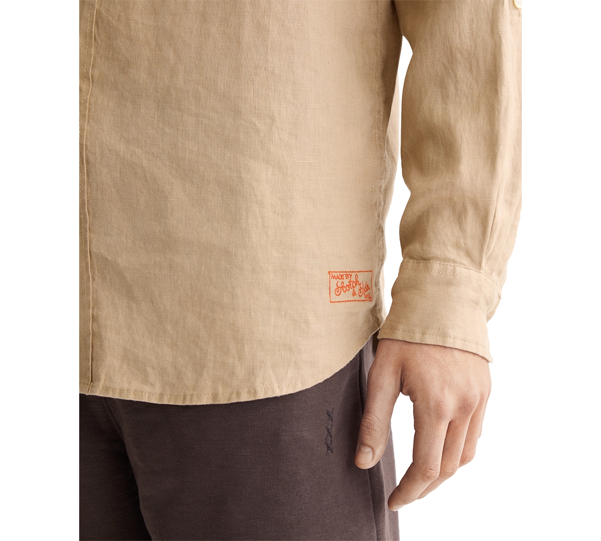 Scotch & Soda Men's Long Sleeve Linen Button-front Shirt