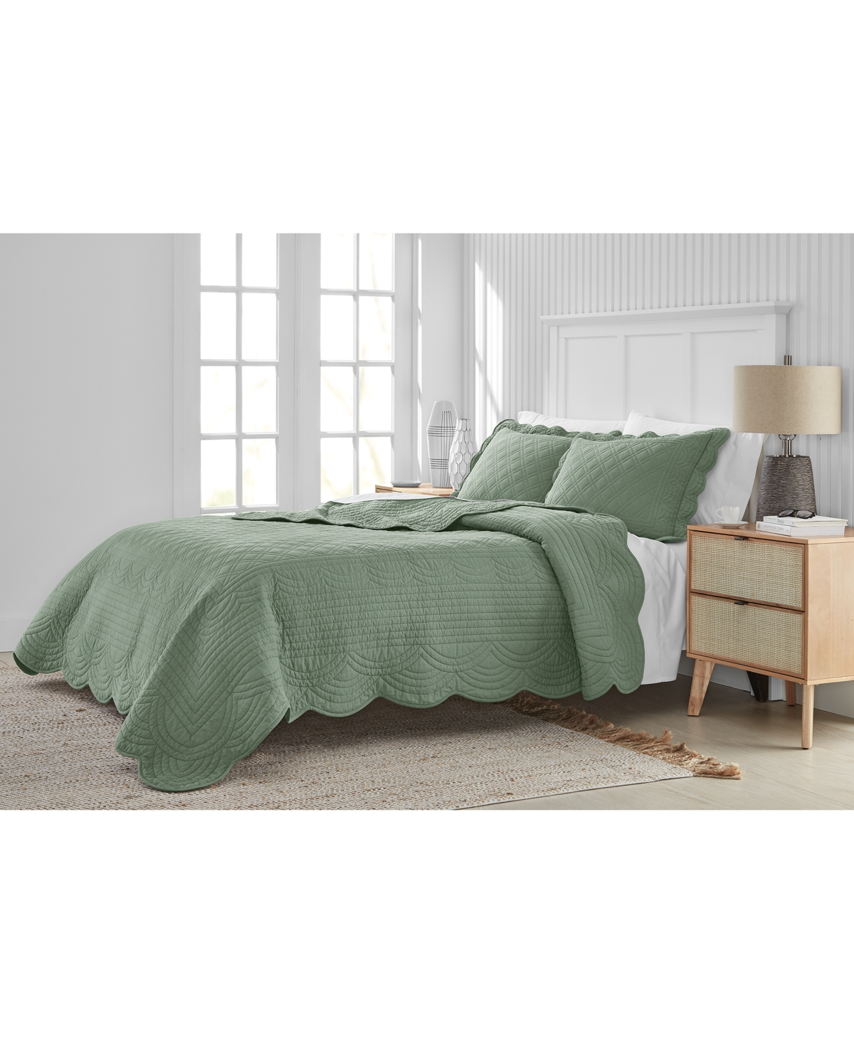 Macy's Charter Club Bailey Scallop 2-pc. Quilt Set, Twin, Exclusively At  In Green