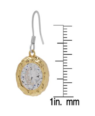 Cubic Zirconia Round Fish Wire 14K Gold Plate Earrings