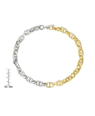 Two-Tone Chain Textured 14K Gold Plate Necklace