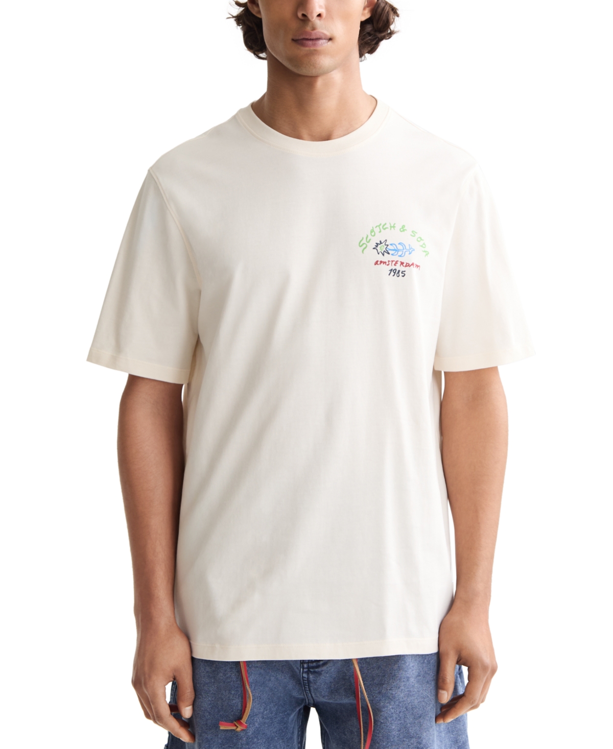 Men's Short Sleeve Double Graphic Crewneck T-Shirt - Eggnog