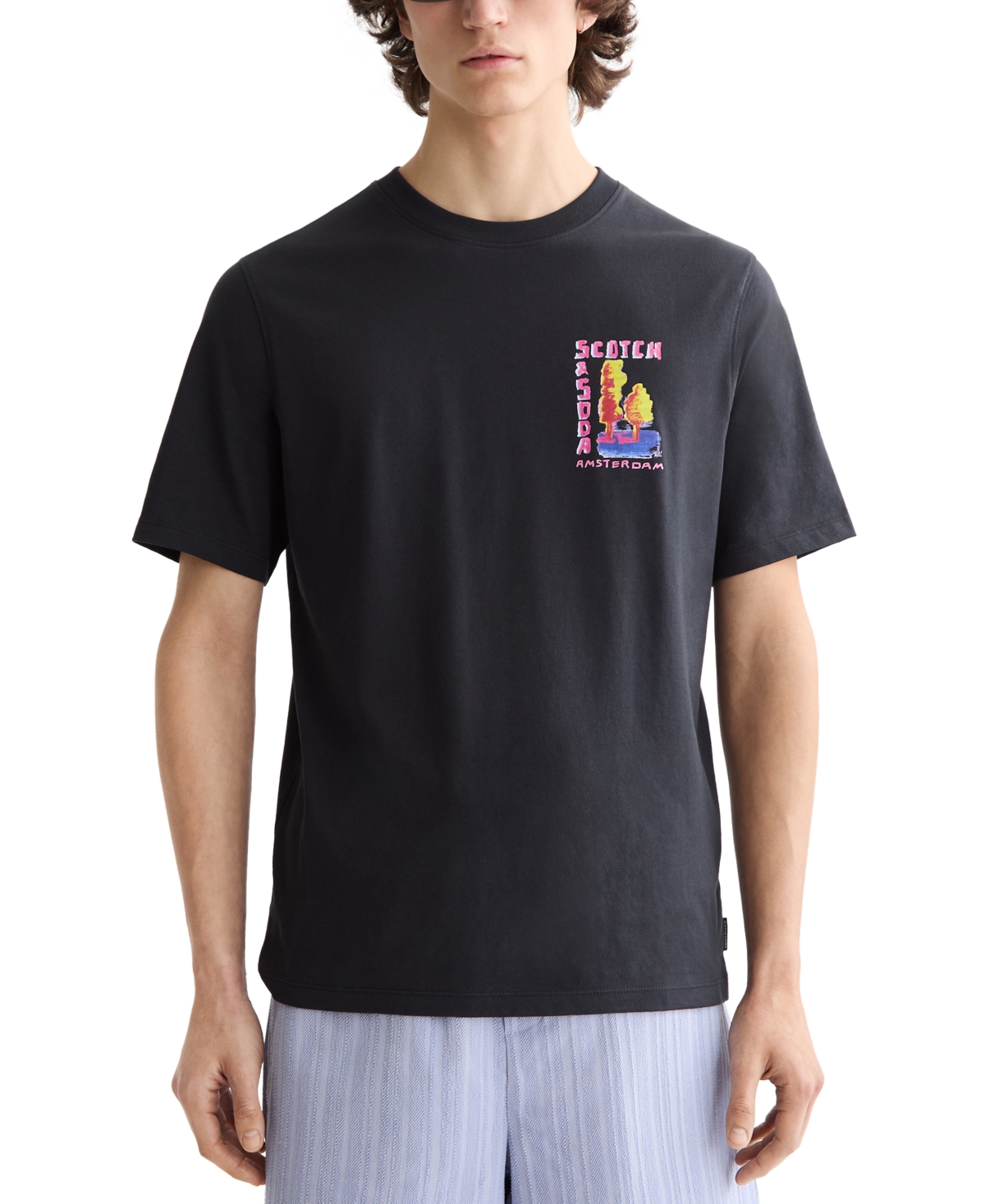 Men's Short Sleeve Double Graphic Crewneck T-Shirt - Eggnog