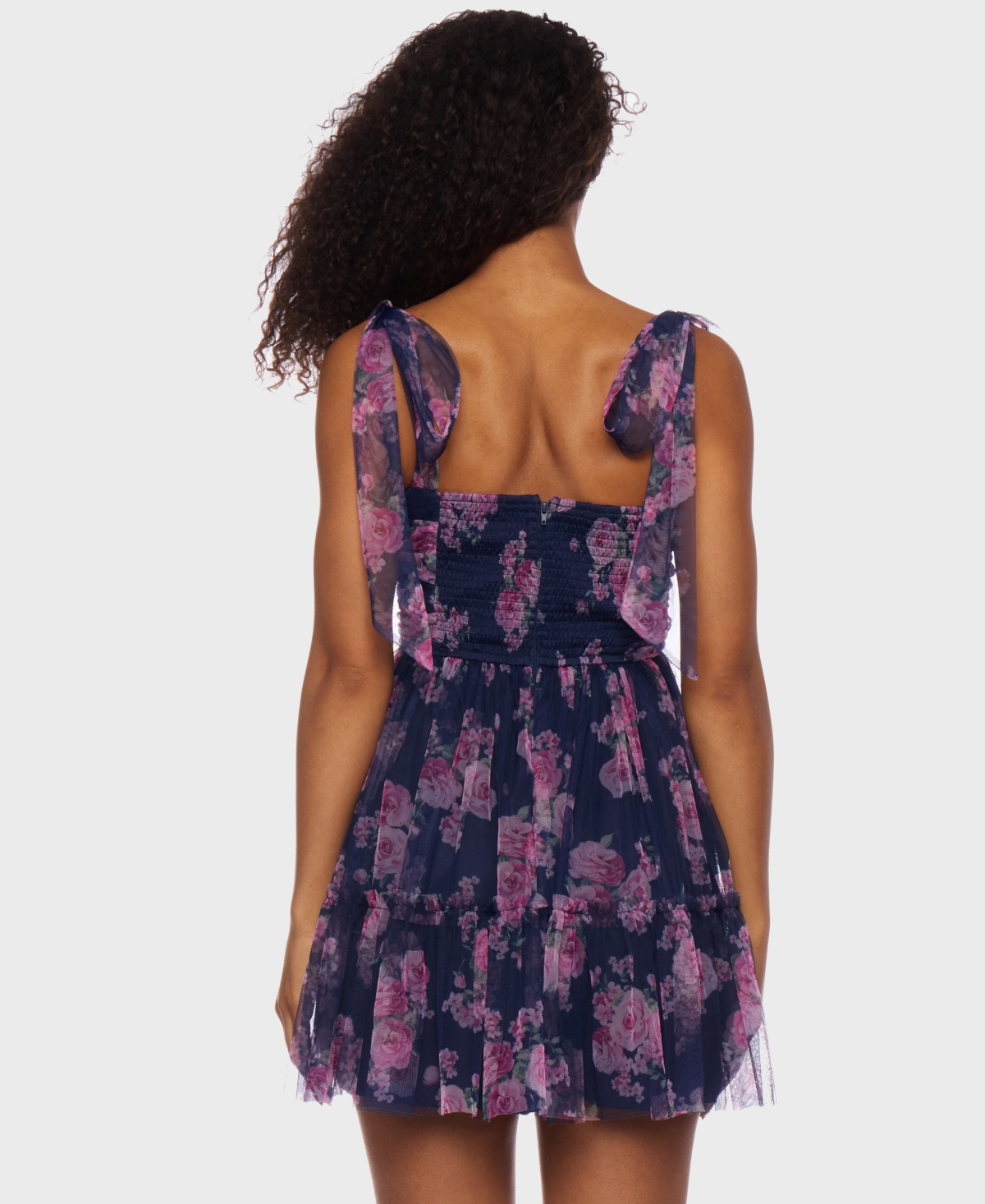 B Darlin Juniors' Floral-print Tie-strap Mini Dress