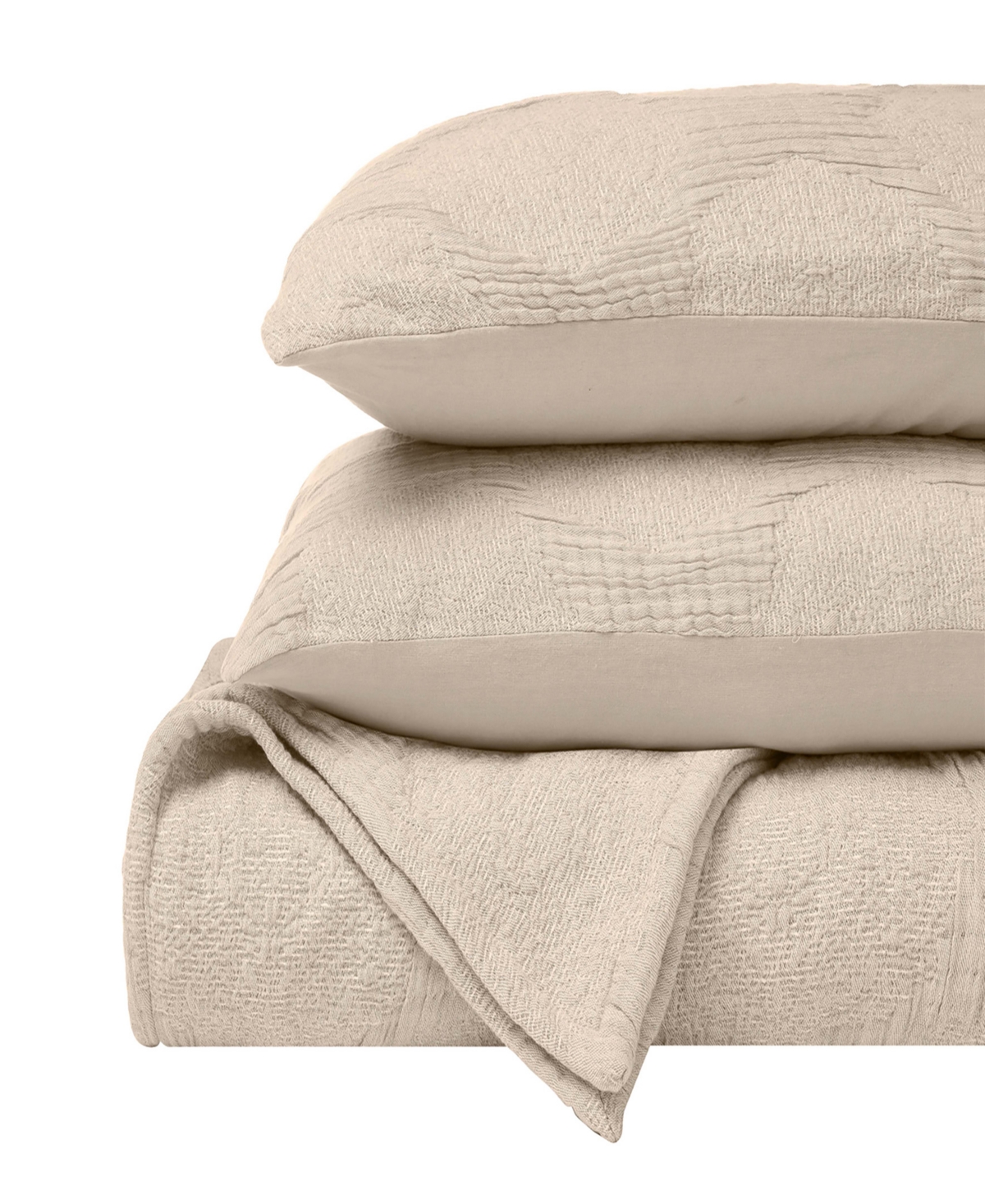 Superior Tanta Crinkle Woven 3-pc. Coverlet Set, Queen In Sand