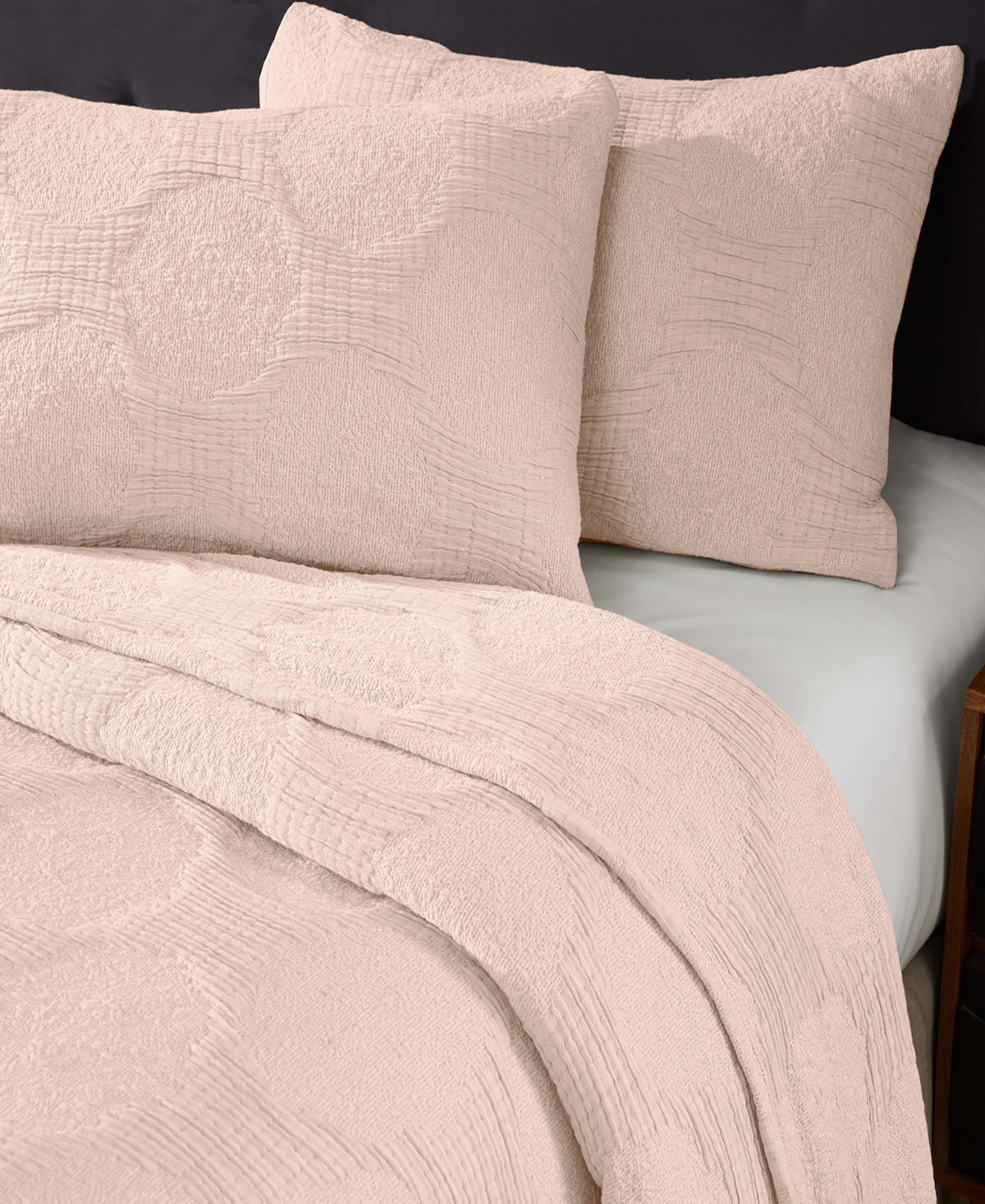 Superior Tanta Crinkle Woven 3-pc. Coverlet Set, Queen In Pink