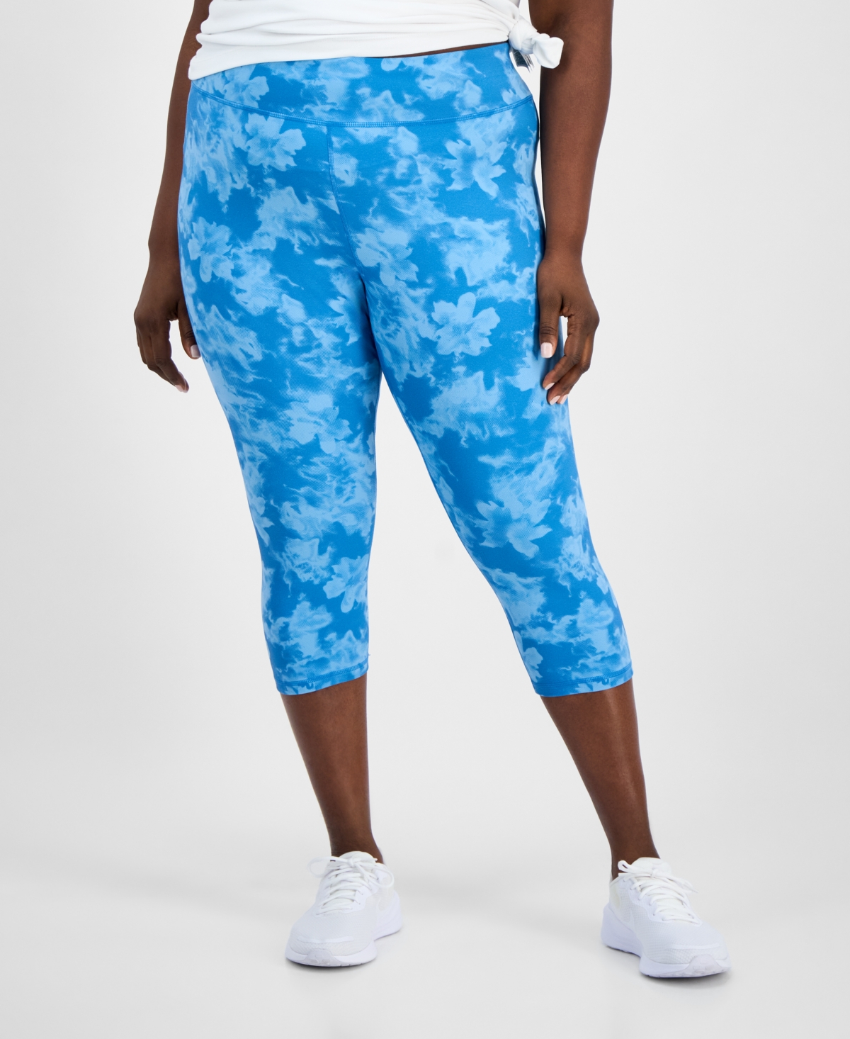 Id Ideology Plus Size Abstract Dye Capri Leggings, Exclusively At Macy's