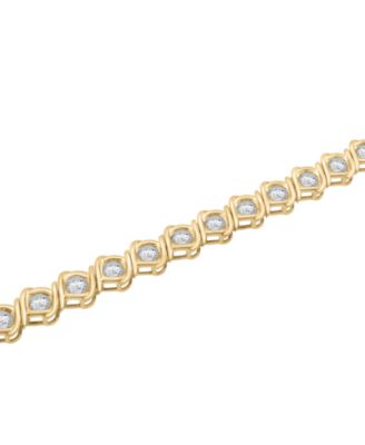 Diamond Swirl Bezel Link Bracelet (4 ct. t.w.) in 10k Gold, Exclusively at Macy's