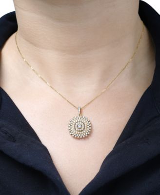 Diamond Openwork Cluster 18" Pendant Necklace (1 ct. t.w.) in 10k Gold, Exclusively at Macy's