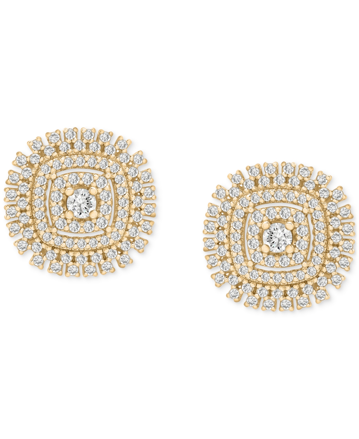 Diamond Openwork Cluster Stud Earrings (1 ct. t.w.) in 10k Gold, Exclusively at Macy's - Yellow Gold