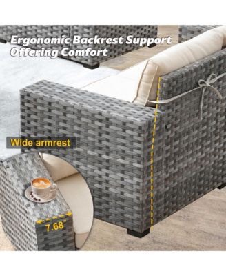 Patio Furniture Set,6 Piece Outdoor Sectional Sofa Couch Set,Patio Conversation Set with Modular Wicker Chairs,Widened Armrest,Side Table,Orange Red