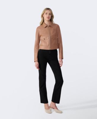 Women's Bomber Leather Jacket, Created for Macy's