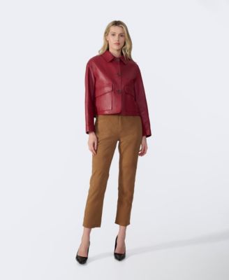 Women's Cropped Leather Jacket, Created for Macy's