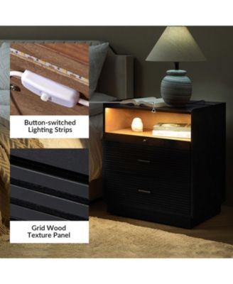 Mid-century Lorenz Nightstand with USB and LED Light