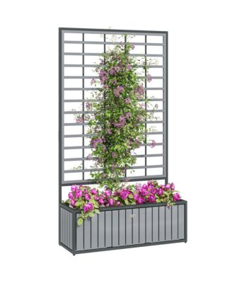 Raised Garden Bed, Planter Box with Trellis, Removable Pots