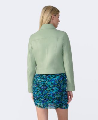 Women's Bomber Leather Jacket, Created for Macy's
