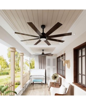 72" Ceiling Fan with Light, Solid Wood Blades, Quiet Reversible DC Motor, Remote Control, Indoor/Outdoor for Bedroom, Living Room & Porch.