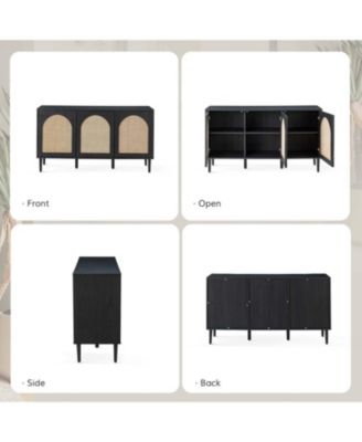 Ulysses Modern 56”Wide Sideboard with 3 Doors and Solid Wood Legs