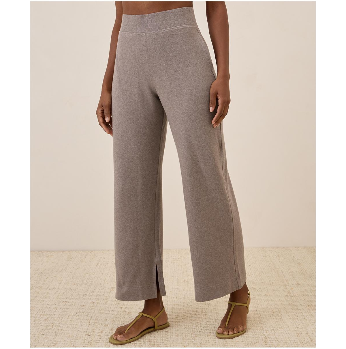 Women's Organic Cotton Airplane Wide Leg Pant - 29" Inseam - Deep taupe heather
