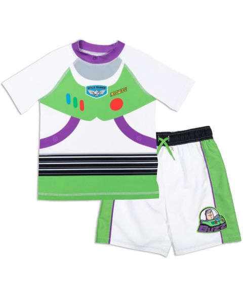Купальники Toy Story Big Boys Buzz Lightyear Swimwear 2-Piece Rash Guard and Swim Trunks Set