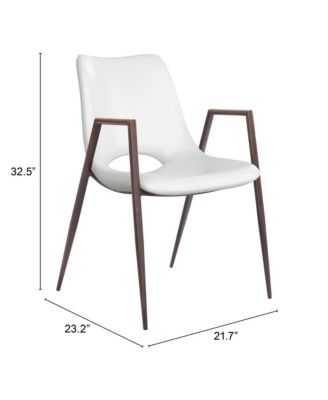 Set of 2 Upholstered Faux Leather Dining Chairs with Armrests and Open Back