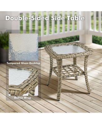 13 Piece Outdoor Patio Furniture Sets with Fire Pit Table,All Weather Wicker Sectional Sofa with Extra Deep Patio Swivel Chairs and Solar PoweRed Coffee Table for