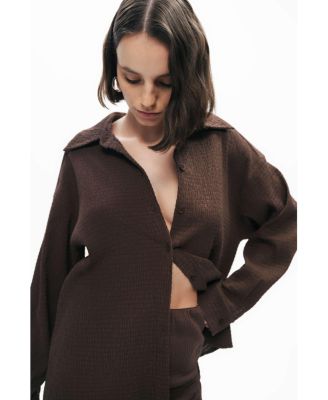 Women's Crumpled Fabric Draped Shirt