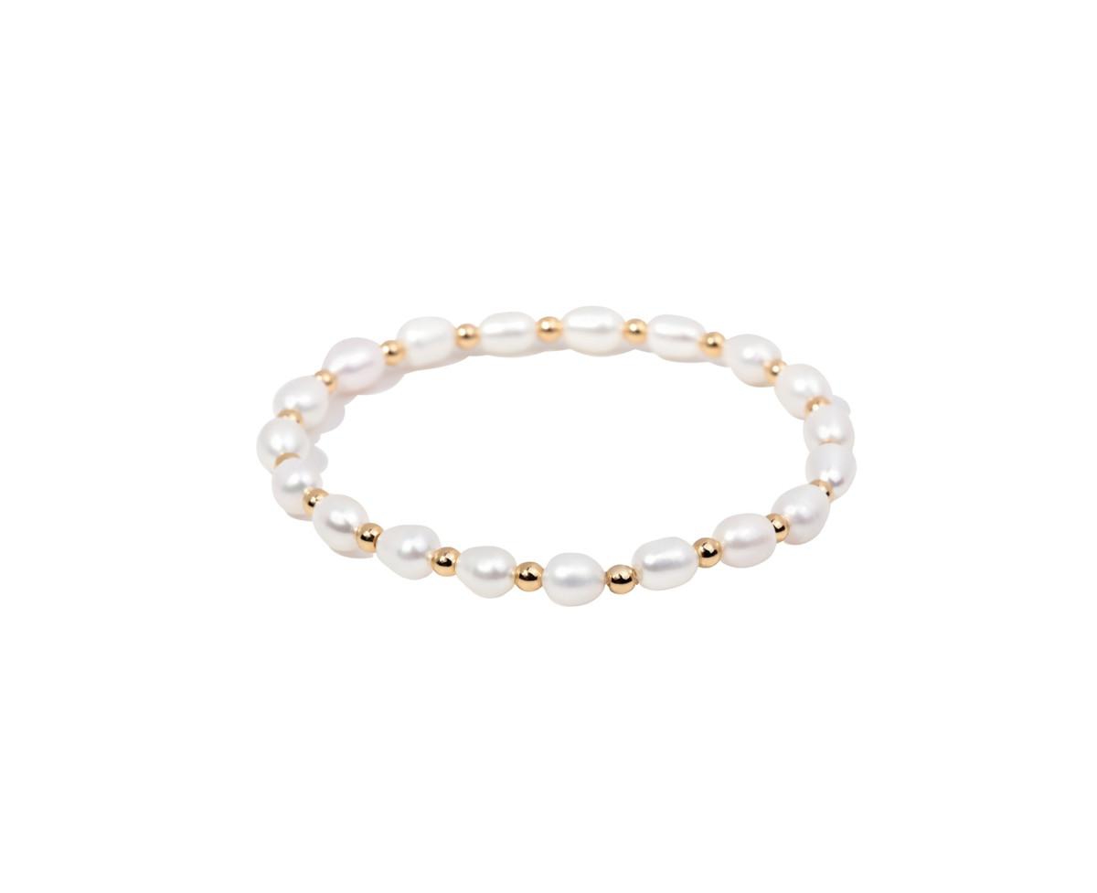 Gold Filled Pearl Bead Bracelet - Gold