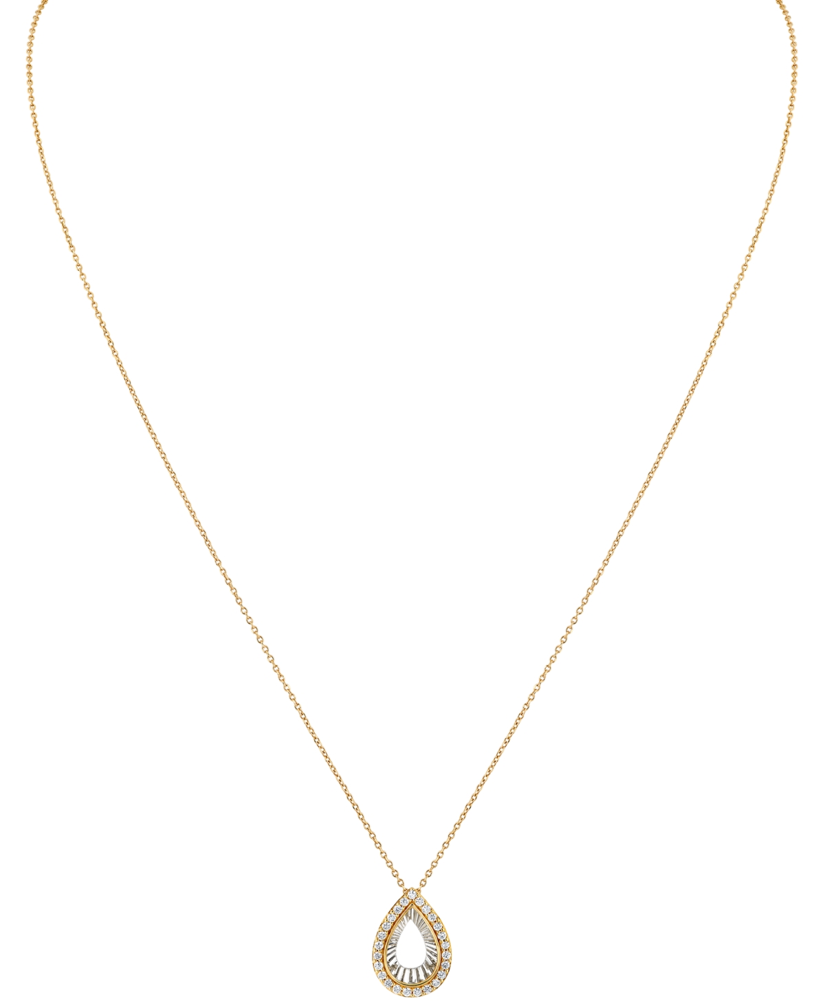 MACY'S DIAMOND TEAR-SHAPE 18" PENDANT NECKLACE (1/4 CT. T.W.) IN 14K TWO-TONE GOLD 