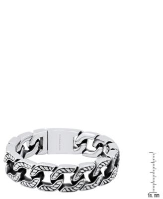 Men’s Heavy Oxidized Stainless Steel Accented Cuban Link Chain Bracelet