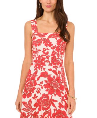 Women's Floral Square-Neck Smocked-Back Sleeveless Maxi Dress, XXS-3X