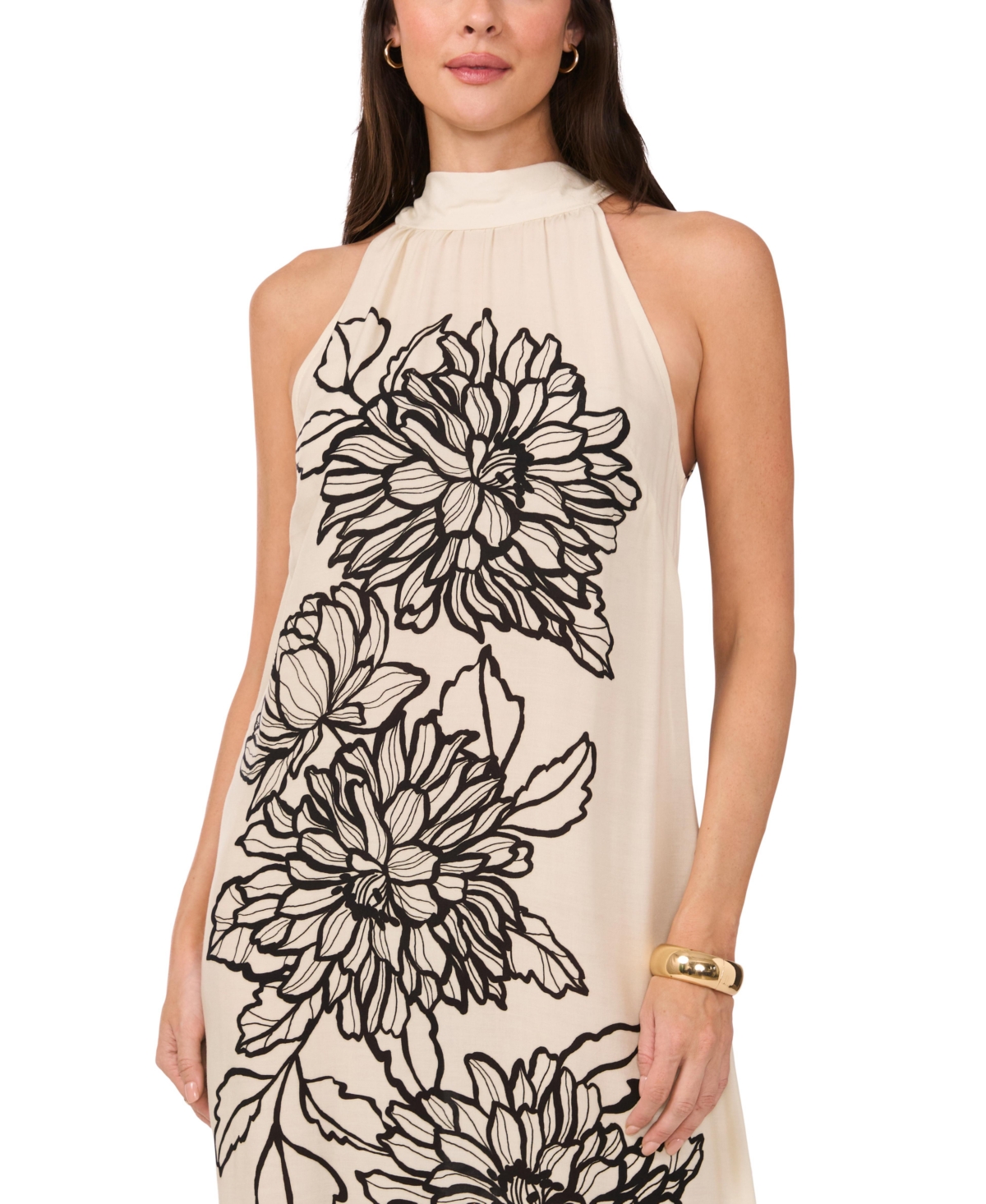 Shop Vince Camuto Women's Floral Halter Tie-back Maxi Dress
