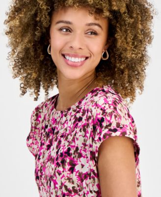 Women's Floral-Print Short-Sleeve Top