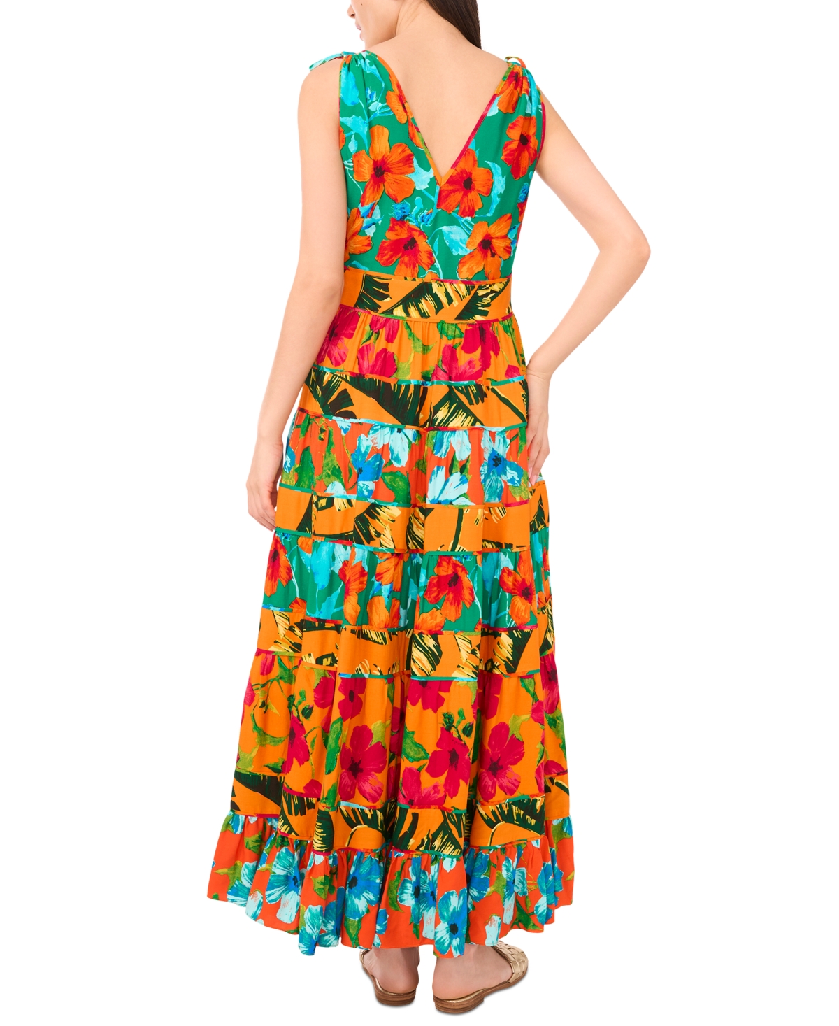 Vince Camuto Printed Tiered Maxi Dress In Multi