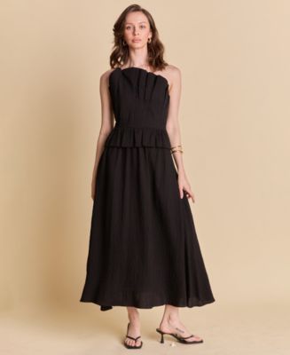 Midi Length Dress English Factory - Sleeveless Tie-Strap Lace Midi Dress  V-neck Midi Dress Side Slits