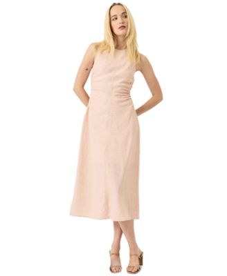 Women's Ruched Round-Neck Sleeveless Midi Dress