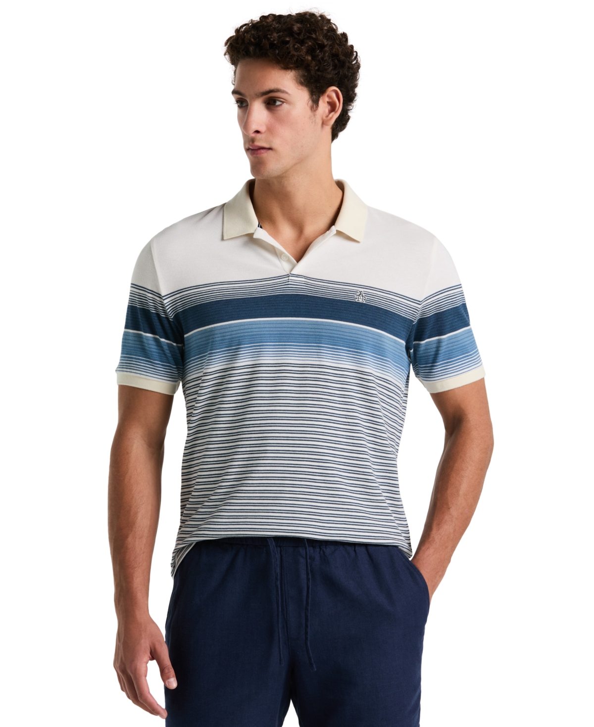 Men's Slim-Fit Striped Pique Polo Shirt - Birch
