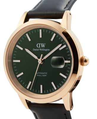 Men's Automatic Black Leather Watch, 40mm