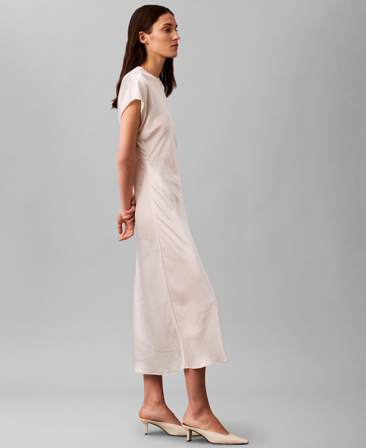 Calvin Klein Women's Crushed Satin Midi Sheath Dress