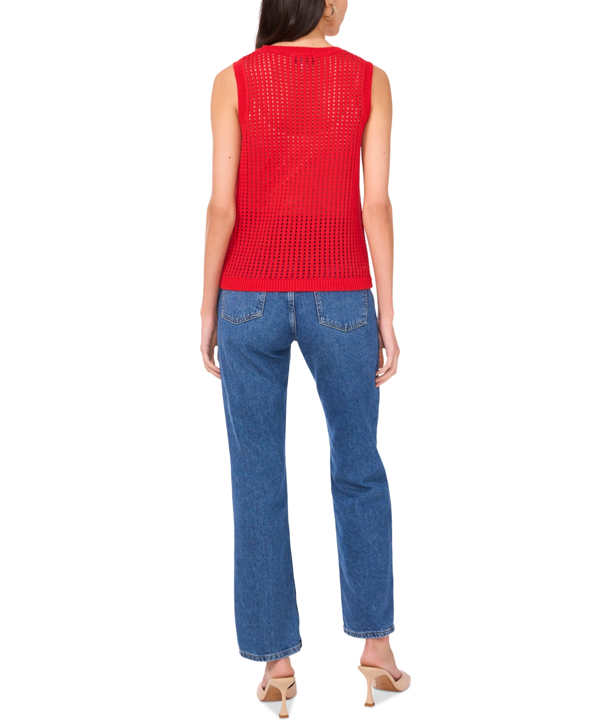 Sam & Jess Women's Open-knit Crochet Crewneck Sweater