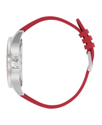 Unisex Analog Red Silicone Watch, 44mm