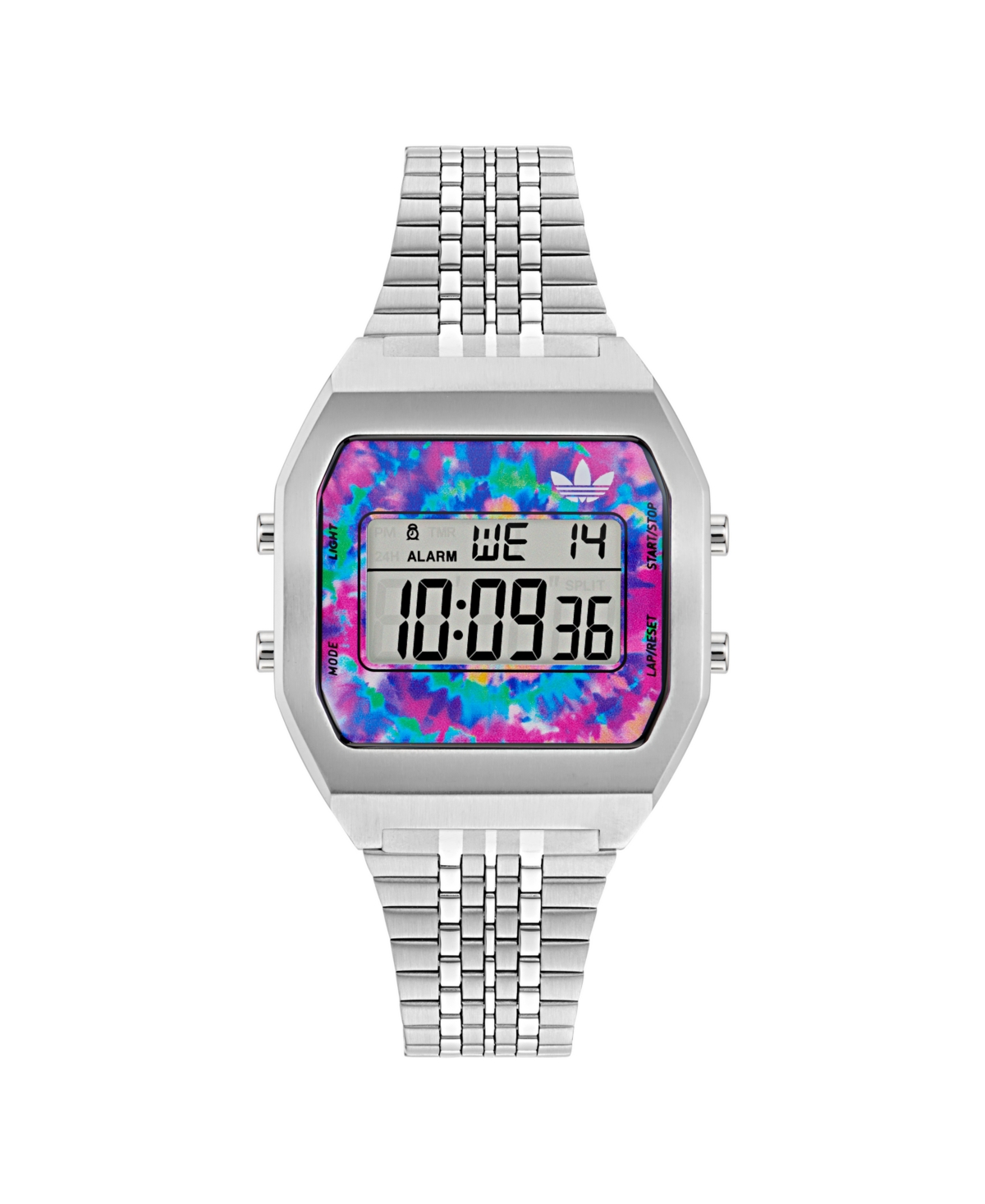 Adidas Originals Unisex Digital Silver-tone Stainless Steel Watch, 36mm
