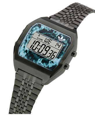 Unisex Digital Black Stainless Steel Watch, 36mm