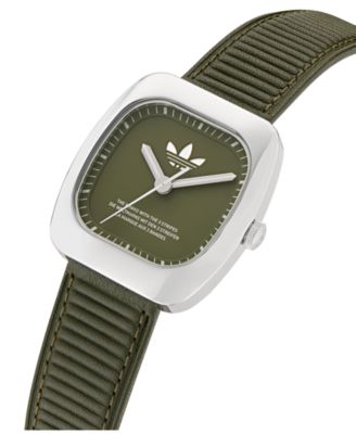Unisex Analog Green Leather Watch, 37mm
