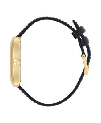 Unisex Analog Black Leather Watch, 37mm