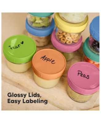 12pk Prep Baby Food Storage Containers, 4 oz Leak-Proof, BPA Free Glass Baby Food Jars for Feeding
