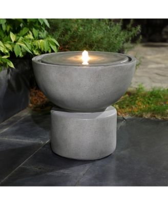 Gray with Speckled Black Resin Round Bubbler 18.5" Tall Outdoor Fountain with Lights